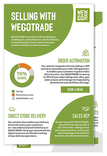 Wegotrade flyer preview on its online prdering solutions for B2B.